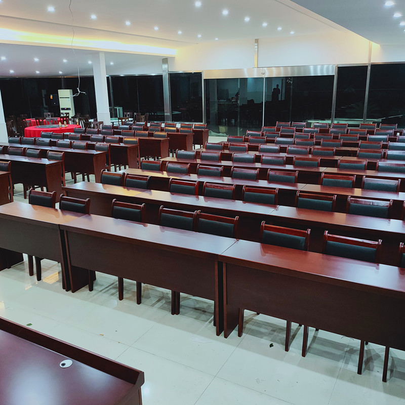 会议室会议桌椅组合12米双人油漆木皮培训教室长形条桌办公桌子