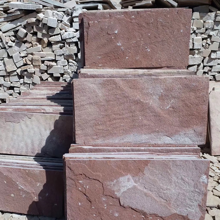 别墅红石板中腾景观红石板红色砂岩石板规格齐全