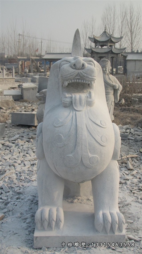 廠家推薦安徽石雕門口獨(dú)角獸雕塑 批發(fā)價格  圖集