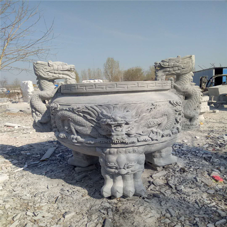 青石圆鼎石供桌石头供桌艺博石雕香炉供桌石材供桌