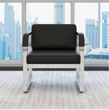 不锈钢框架沙发现代简约办公室商务会客接待休闲办公沙发