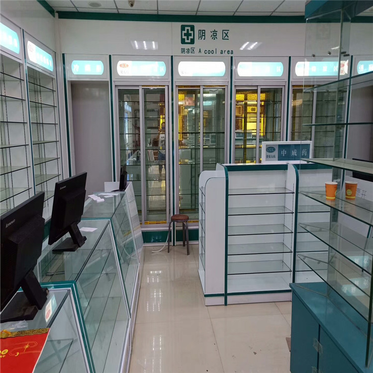 广安药店展柜定做,中药柜,阴凉区药店货架,药房货架
