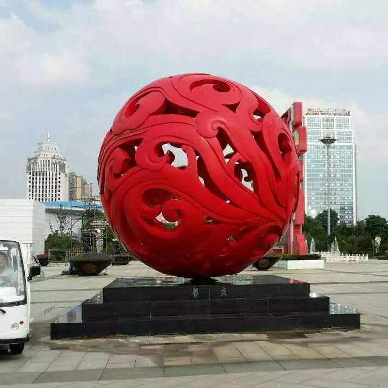 户外不锈钢镂空球雕塑