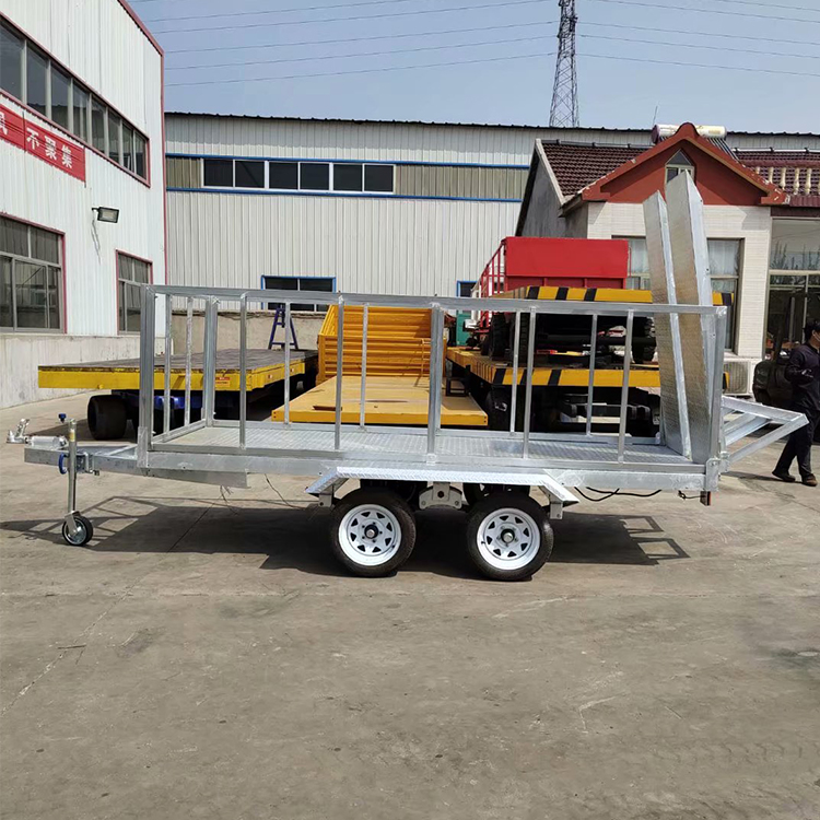 厂家定制牵引平板拖车电动四轮转向拖运车重型物流厂区运输平板车