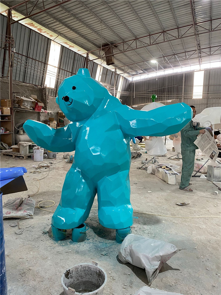 玻璃钢抽象动物雕塑 楼盘动物熊雕塑 中山玻璃钢雕塑厂家