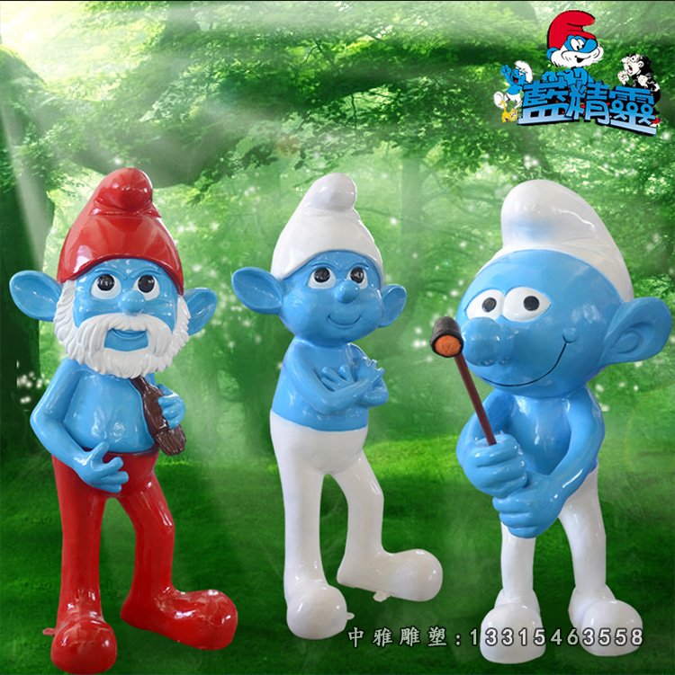 玻璃钢蓝精灵卡通雕塑