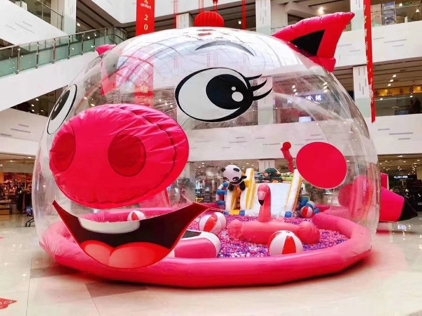 充气气模透明粉萌猪乐园设备 百万海洋球户外商场鲸鱼
