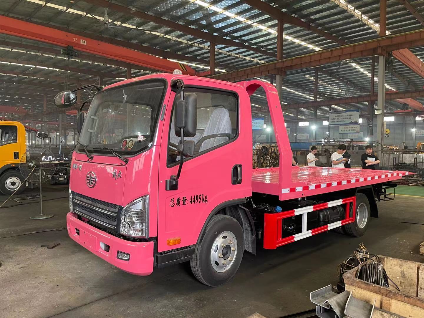 解放清障车蓝牌一拖二平板救援拖车