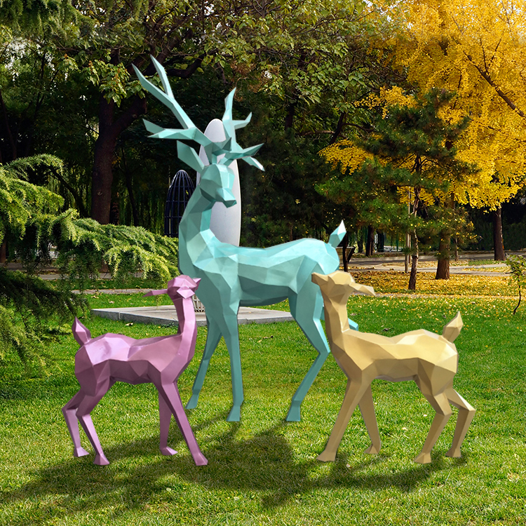不锈钢创意公园鹿雕塑
