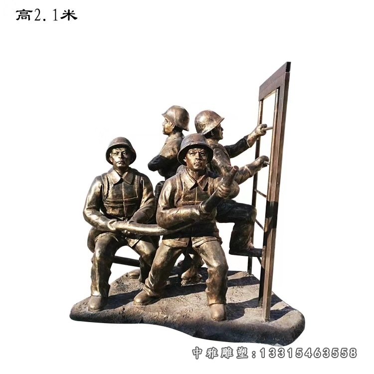 铜雕消防员具备良好的力量,速度,耐力,灵敏和柔韧性等身体素质,能适应