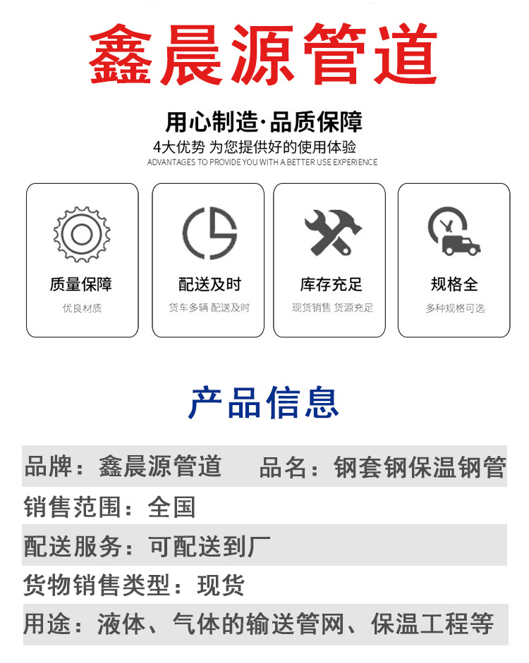 钢套钢保温钢管 耐高温超细玻璃纤维棉 济源钢套钢蒸汽保温钢管厂家