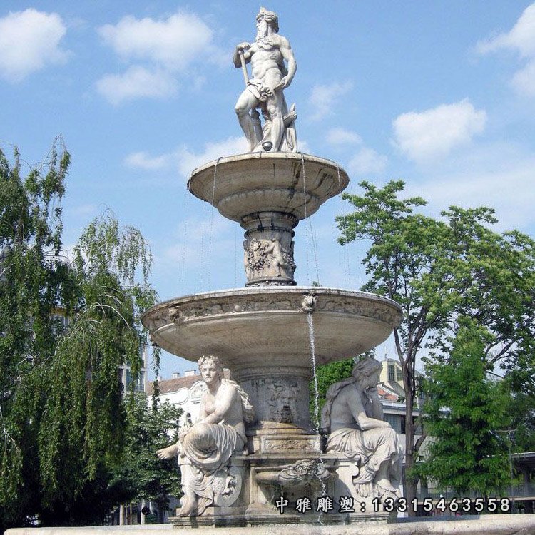 小区人物石雕喷泉