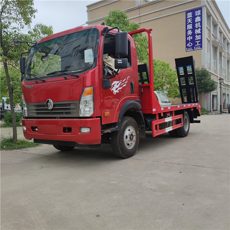 重汽单桥挖机拖车 黄牌拉80挖机平板拖车