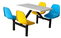 学校不锈钢餐桌椅 绍兴生产连体食堂餐桌椅 职工食堂4人6人餐桌椅