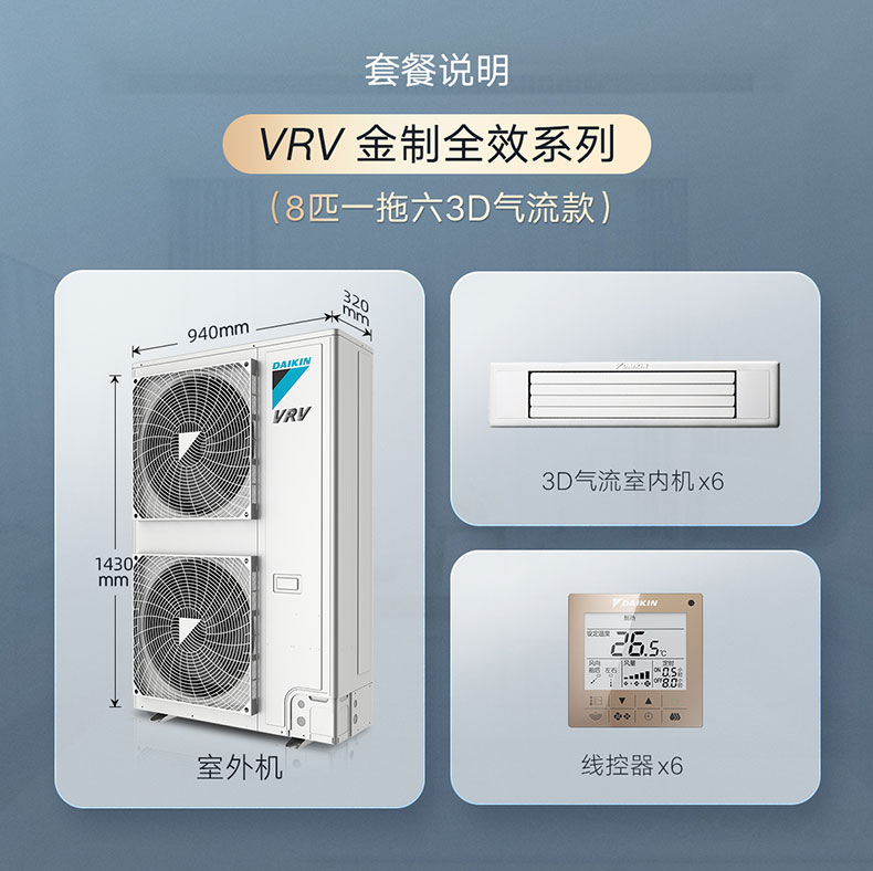 DAIKIN_大金中央空調一拖六 8匹家用變頻空調機金制全效系列3D款