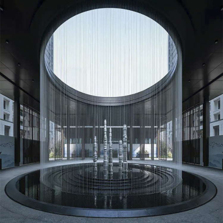 拉线水帘光纤数码水帘互动感应水幕墙设计施工