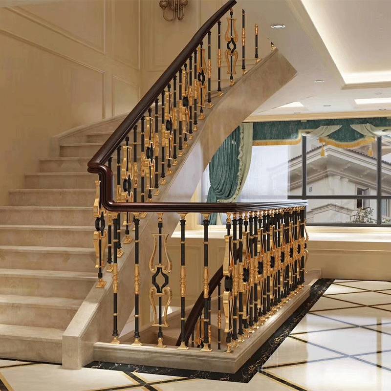别墅铜楼梯尺寸 铜雕刻楼梯扶手简单也显身份