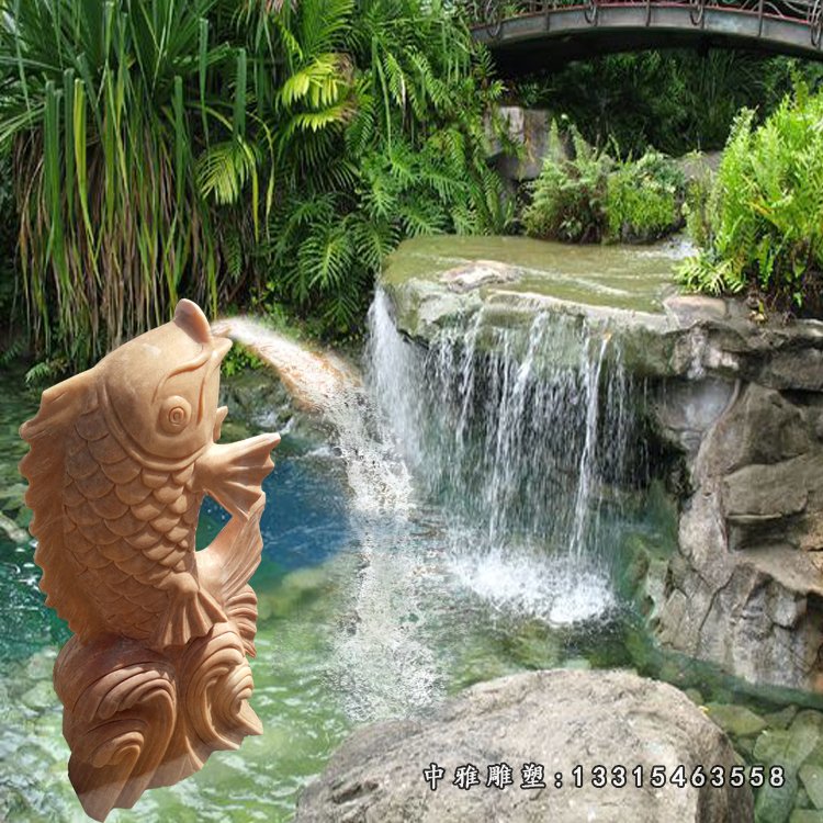 园林动物石雕金鱼