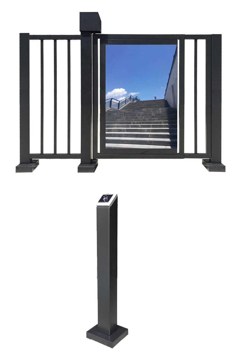 广告门安防小区人脸识别门禁系统电动可调节栅栏门刷卡识别广告门