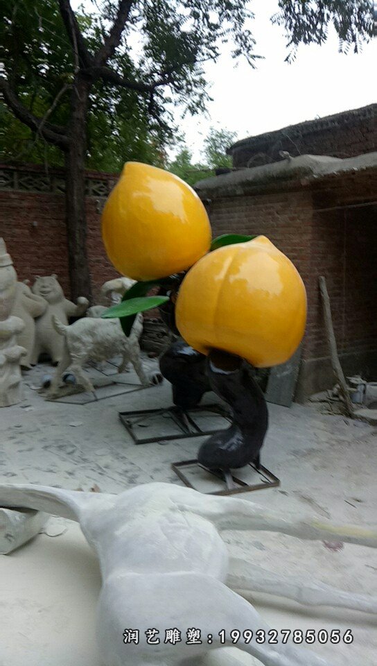 玻璃钢景观桃雕塑