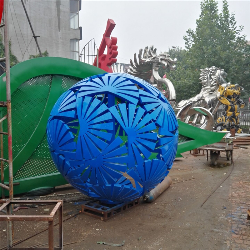 不锈钢镂空球雕塑厂家 风水球雕塑 唐韵园林