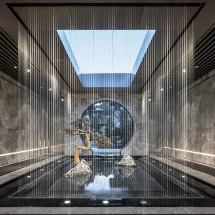 室内拉线水帘景观工程安装水景装饰水流稳定支持定制