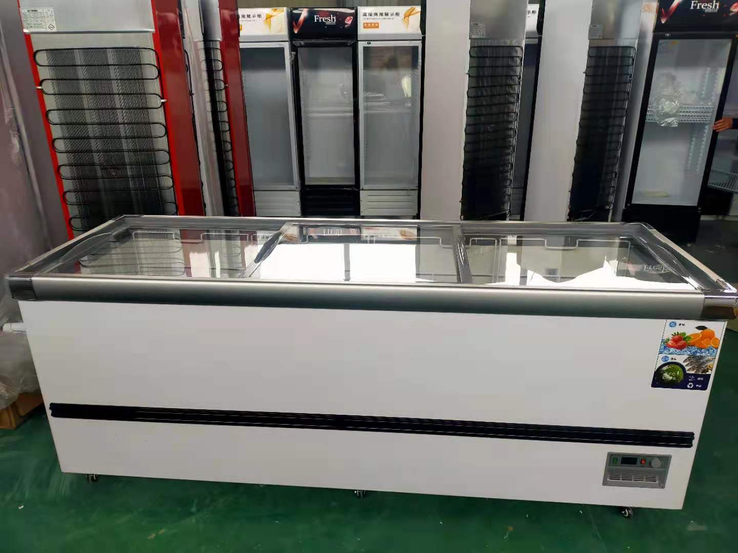 猪肉保鲜冷冻柜鱼丸海鲜冷冻柜欧式岛柜厂家冰寒制冷