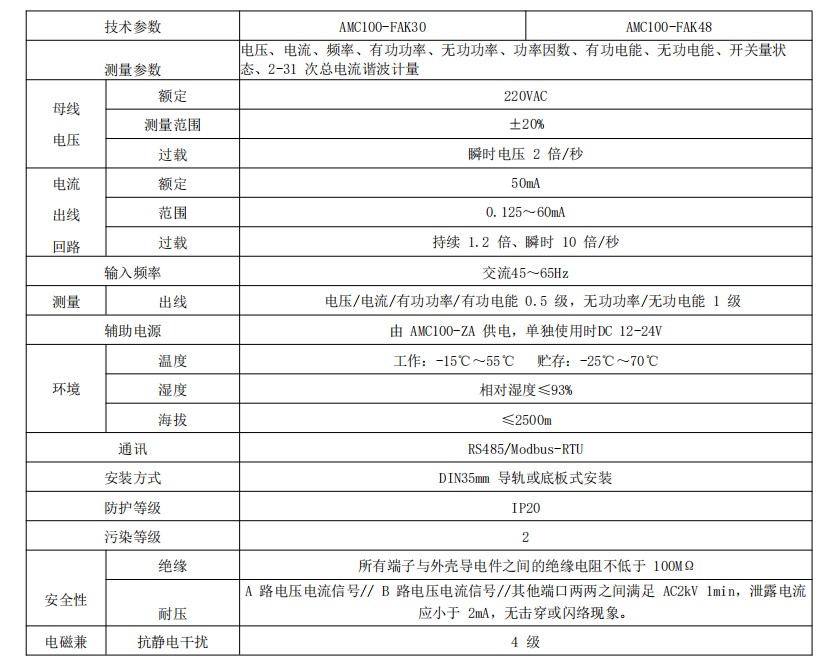 安科瑞电力物联监测模块AMC100-ZA数据中心列头柜进线模块装置RS485通讯