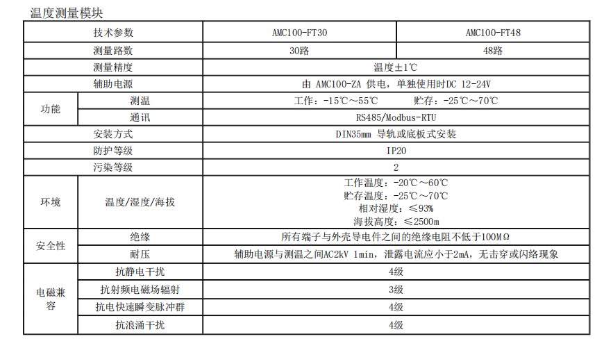 安科瑞电力物联监测模块AMC100-ZA数据中心列头柜进线模块装置RS485通讯