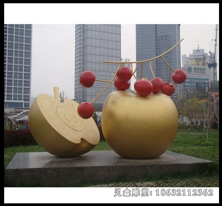 玻璃钢抽象苹果雕塑