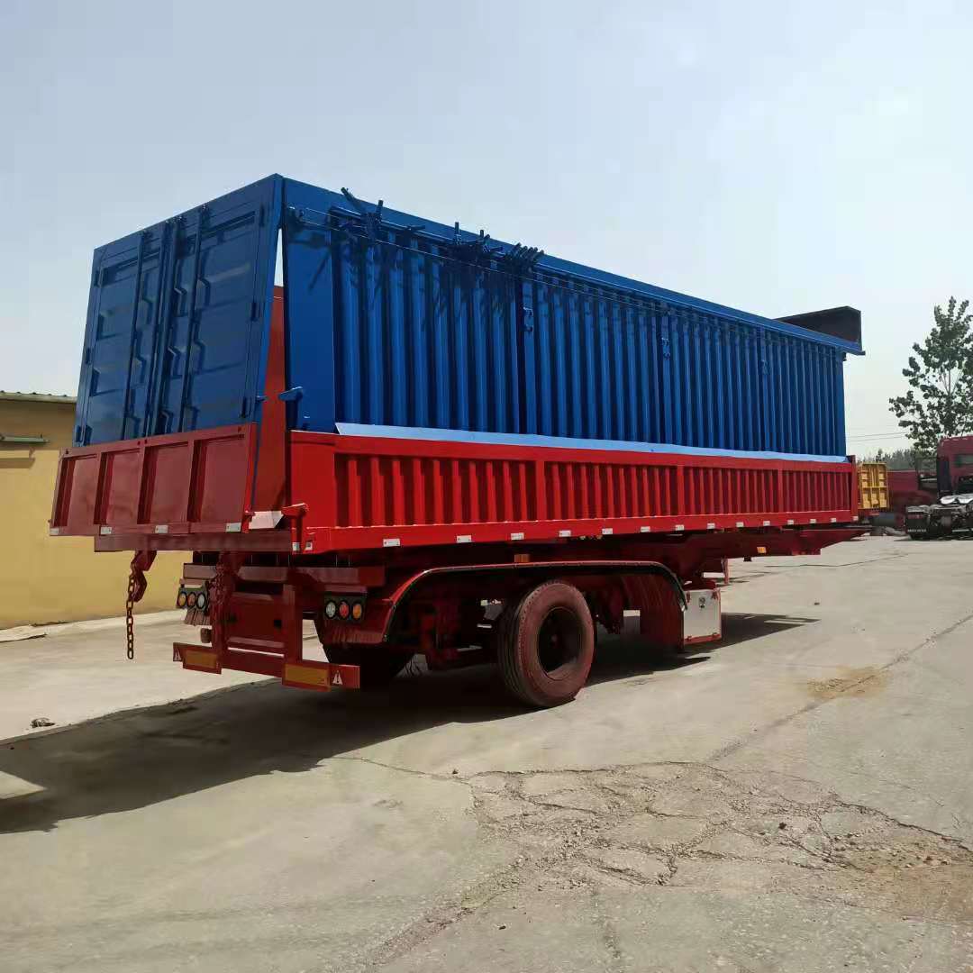 9米直顶后翻半挂车集装箱式后翻半挂车