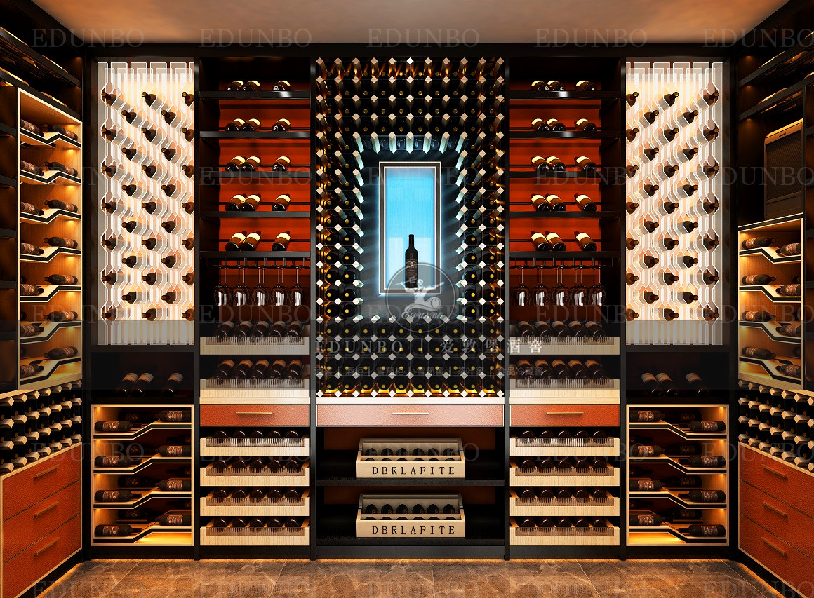 轻奢客厅不锈钢酒柜 家用简约现代红酒架 酒店大堂酒窖恒温展示柜