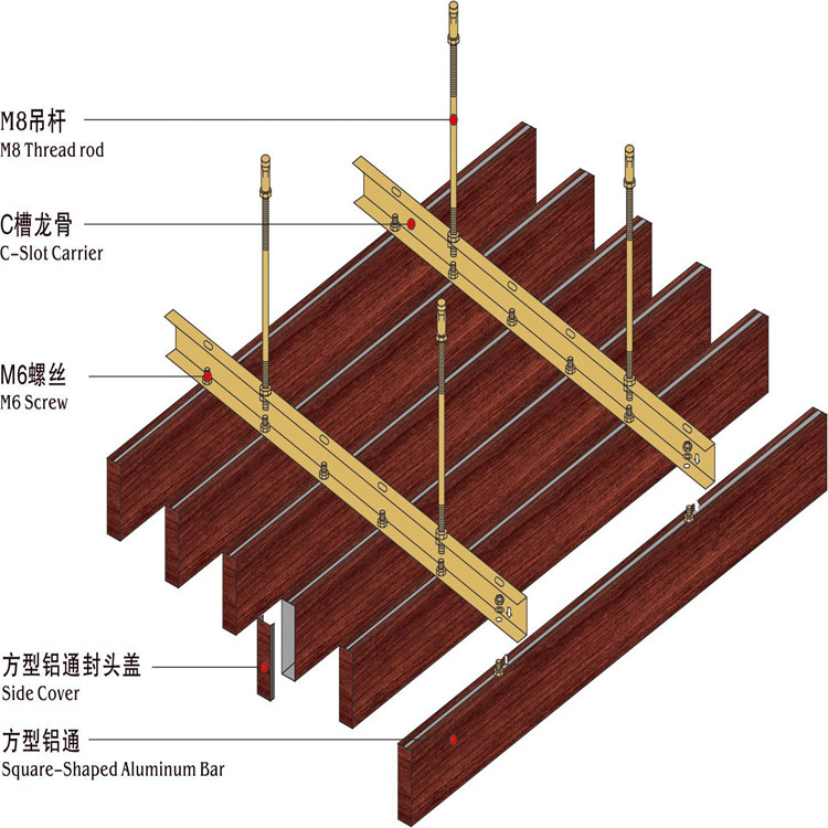 铝方通隔墙安装示意图图片