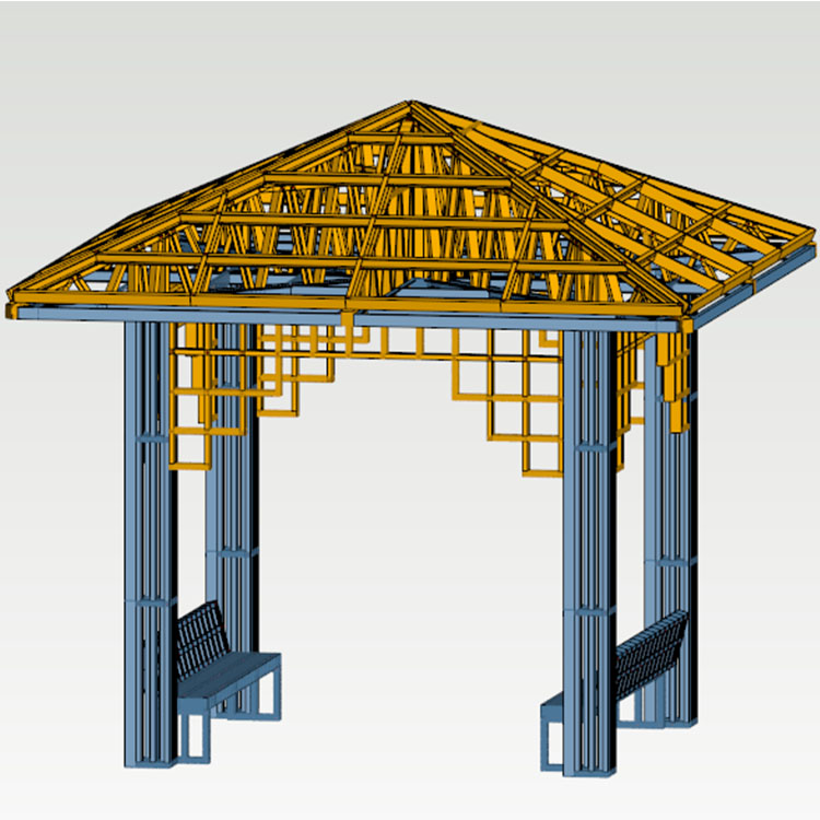 彩钢瓦凉亭骨架图片