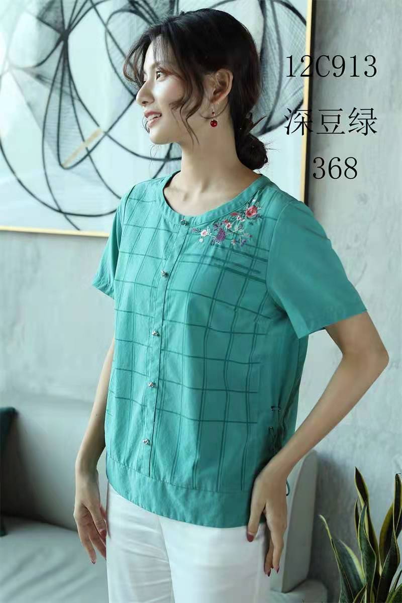 2021新款夏装美迪菲夏 时尚休闲绣花女装 中年中老年t恤大码