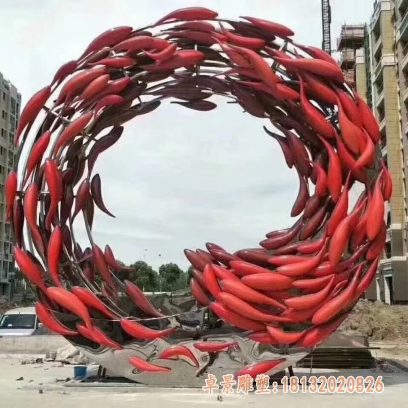 鱼不锈钢抽象雕塑