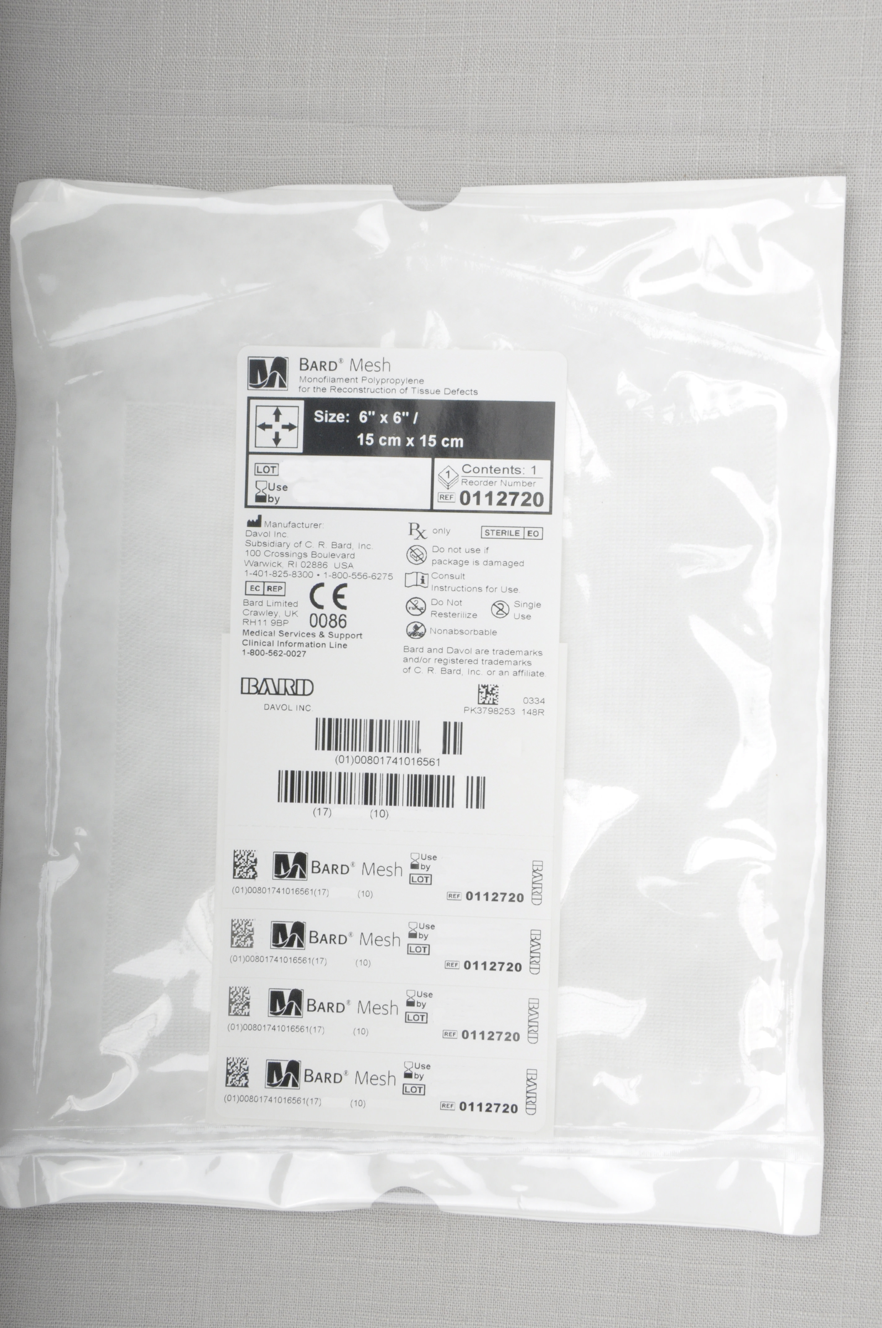 美国巴德bard疝气补片0112770型(网塞疝修补平片