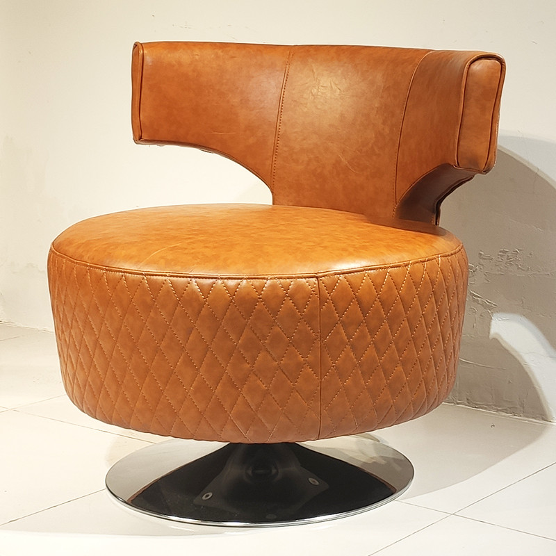 北欧设计师现代简约轻奢布艺皮革蝴蝶背单人沙发旋转休闲椅