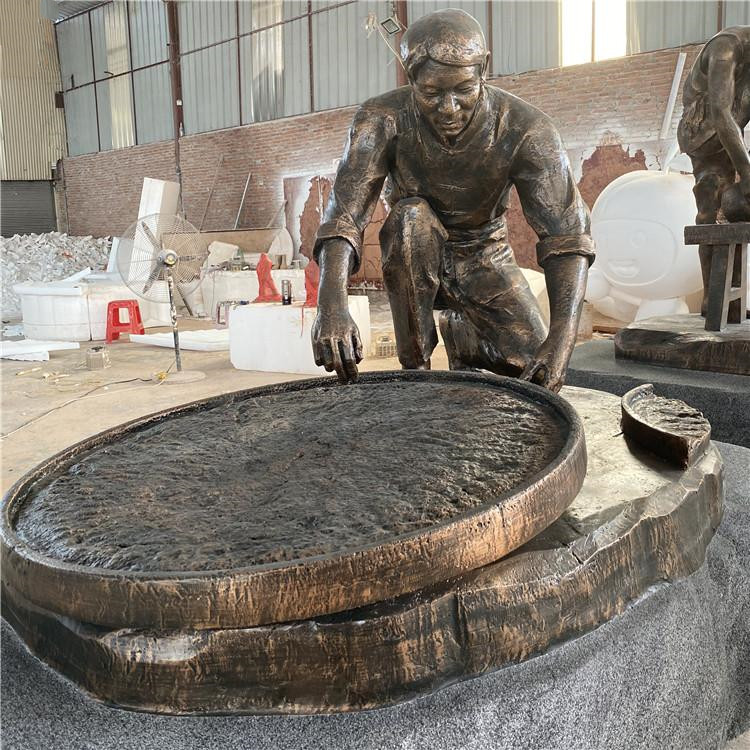 韶关民俗小品雕塑磨豆腐情景雕像人物雕塑模型