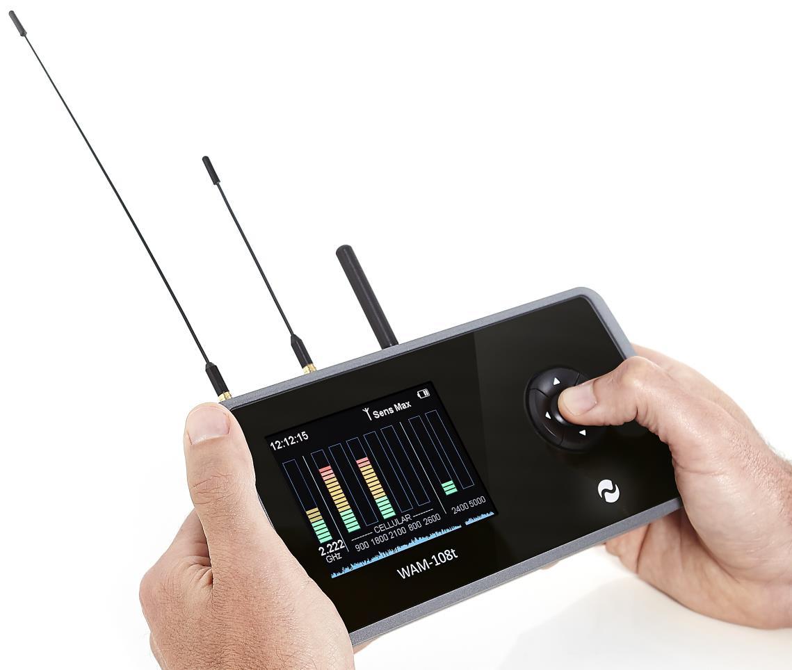 产品配备有八个无线信号探测模块,可同时检测1个0∽14 ghz 宽频段,5个