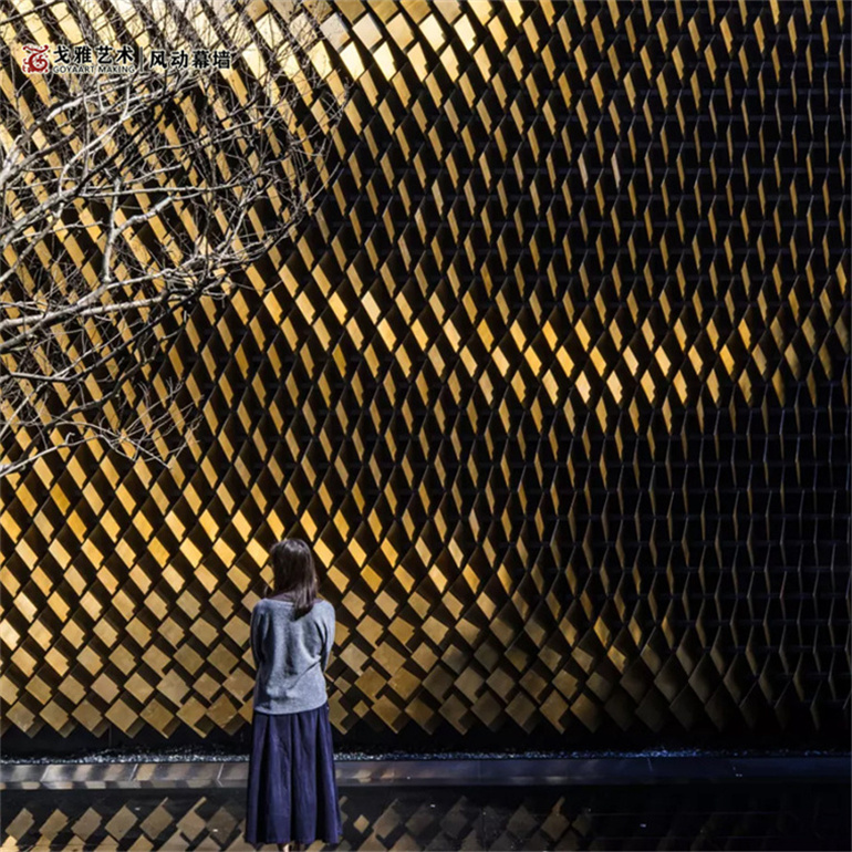 外墙不锈钢风铃片价格 装饰风动墙 戈雅艺术定制风动墙