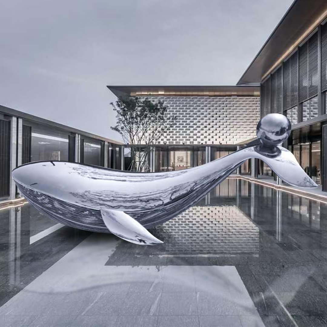 不锈钢鲸鱼雕塑 镜面鲸鱼雕塑
