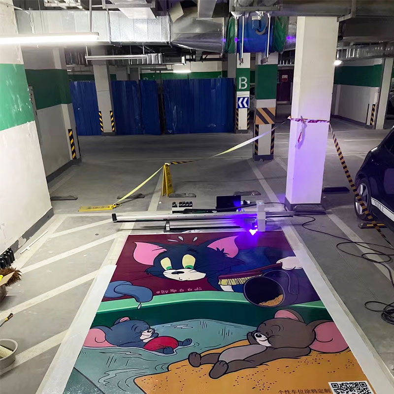 个性定制bid车位涂鸦机室内户外停车场地面喷绘机uv大型印刷设备