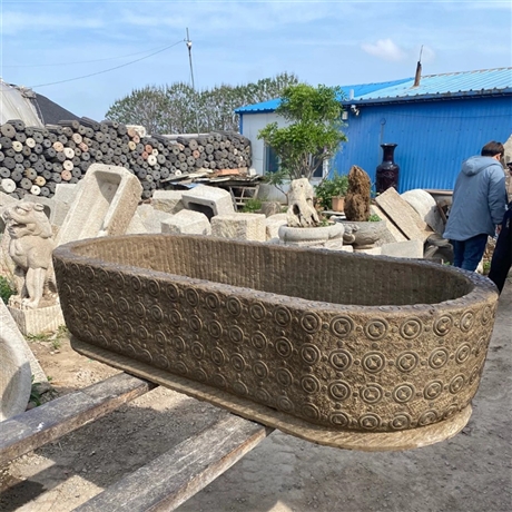 养鱼盆 石盆鱼缸 百年老石槽 水池水缸不裂不漏