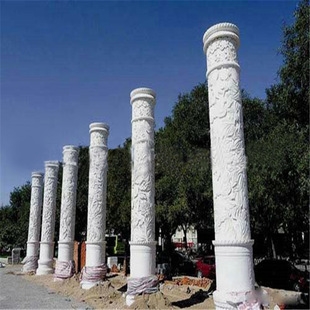 厂家制作 石雕龙柱圆柱青石盘龙柱 广场景区大门大型石雕龙柱