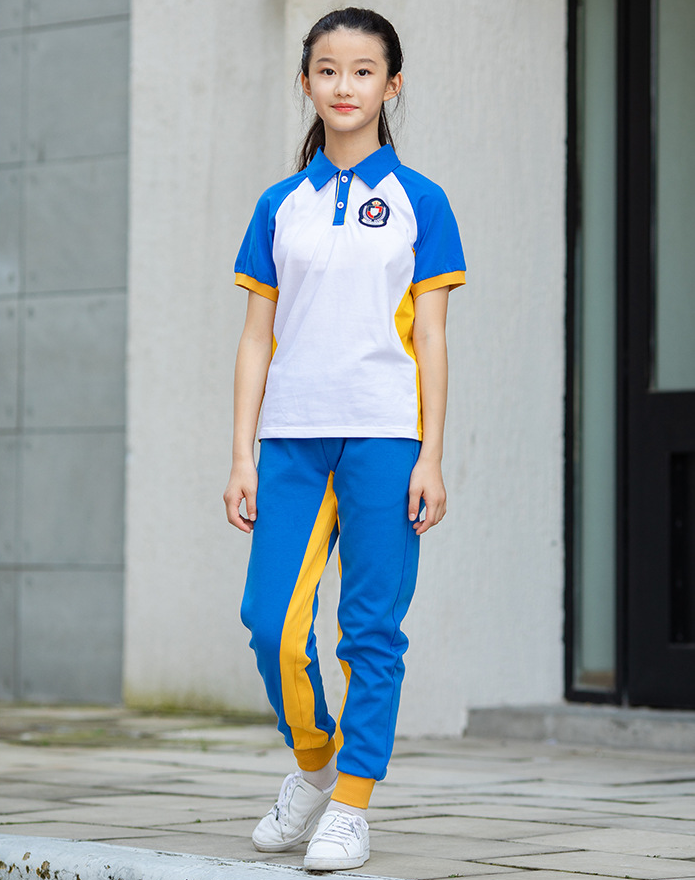 东莞轩洋校服厂家中小学夏款运动套装艾咪天使可加工定制logo