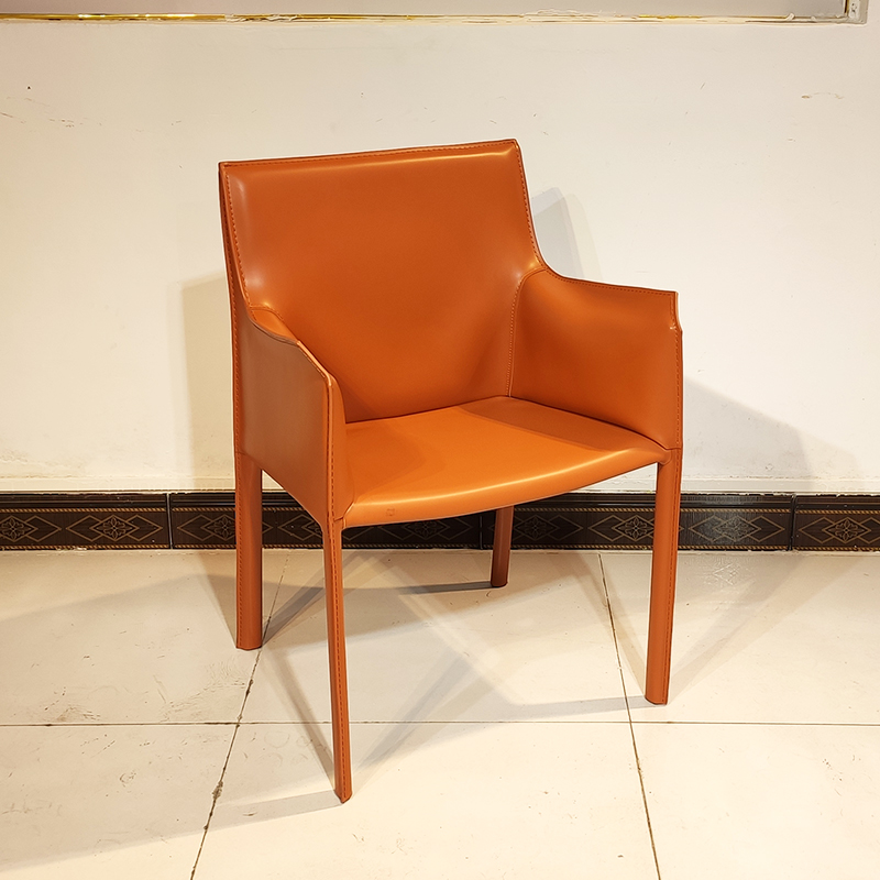 马鞍皮餐椅客厅餐厅酒店靠背椅现代简约意式皮革休闲椅