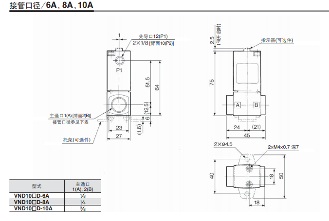 气控型VND600D-40A，smc水蒸气用2通阀