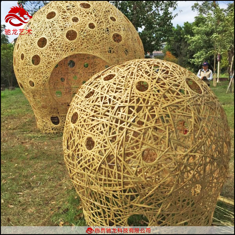 大型竹编艺术造型装置定制户外竹艺编织工艺品公司