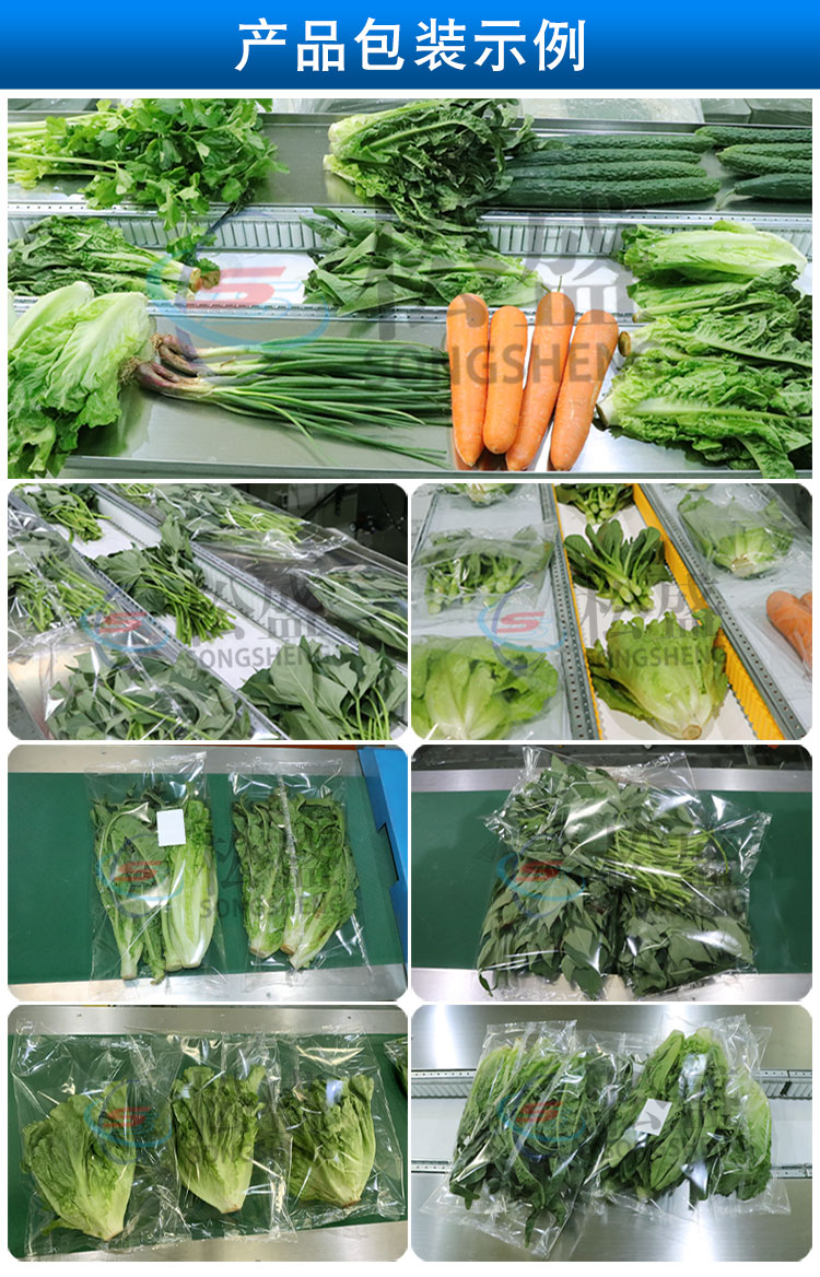 全自动蔬菜包装机袋装超市蔬菜打包机设备打孔贴标称重青菜包装机广东
